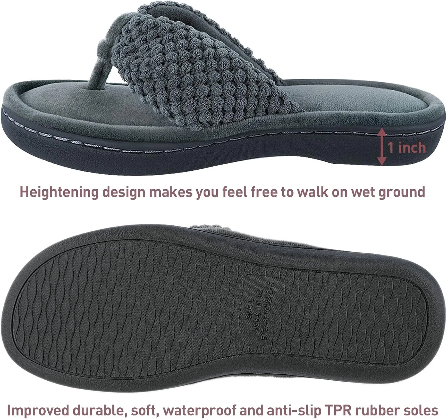 Parlovable Women's Flip Flop Slippers Memory Foam Slip on Thong Slipper, Breathable Cozy Open Toe House Shoes, Anti-Skid Rubber Sole Sandal Indoor Outdoor
