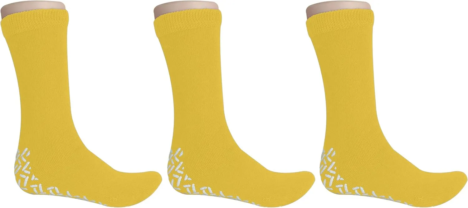 Personal Touch Top of the Line Hospital Non Skid Slipper Socks, Ladies or Men's Colors, 3 Pairs