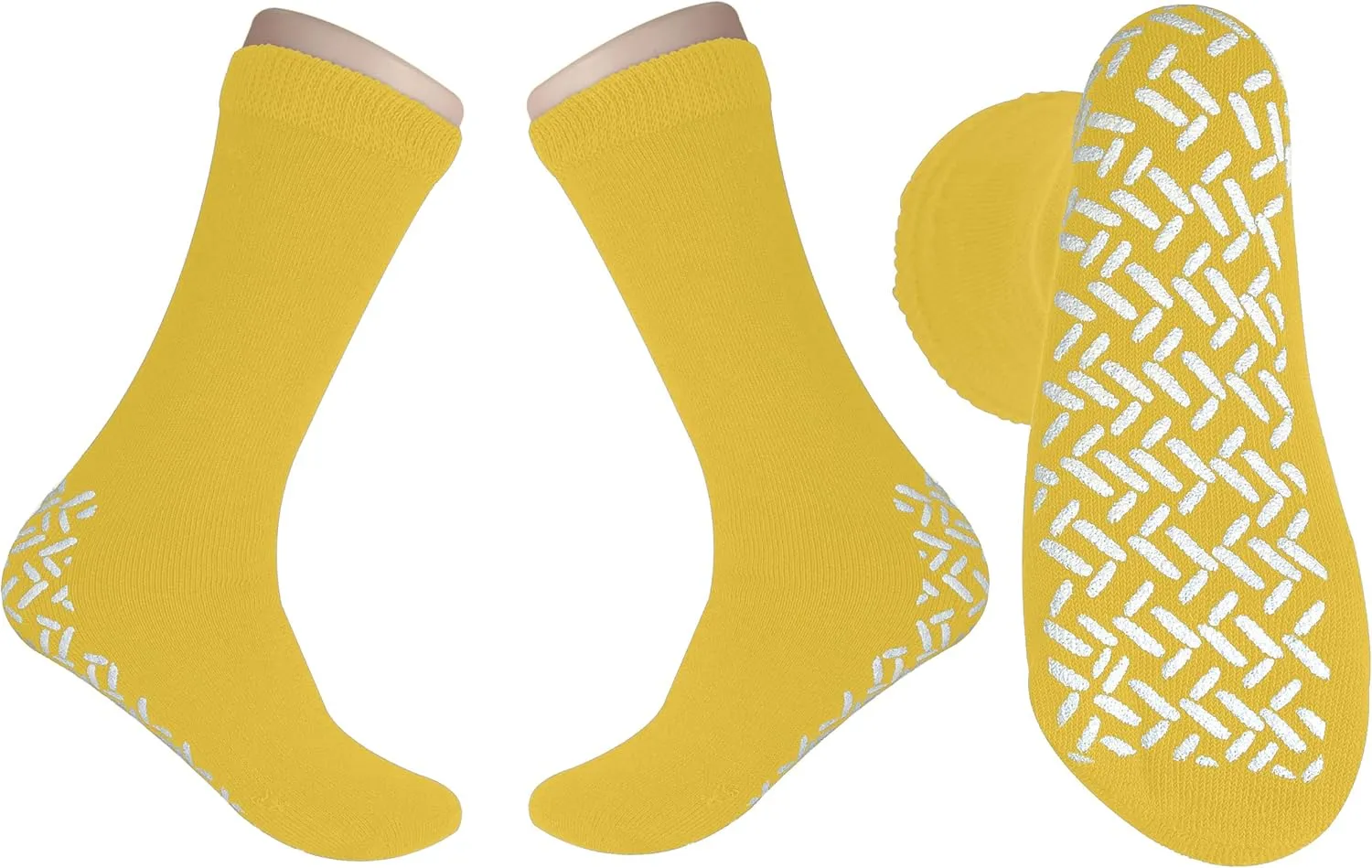 Personal Touch Top of the Line Hospital Non Skid Slipper Socks, Ladies or Men's Colors, 3 Pairs