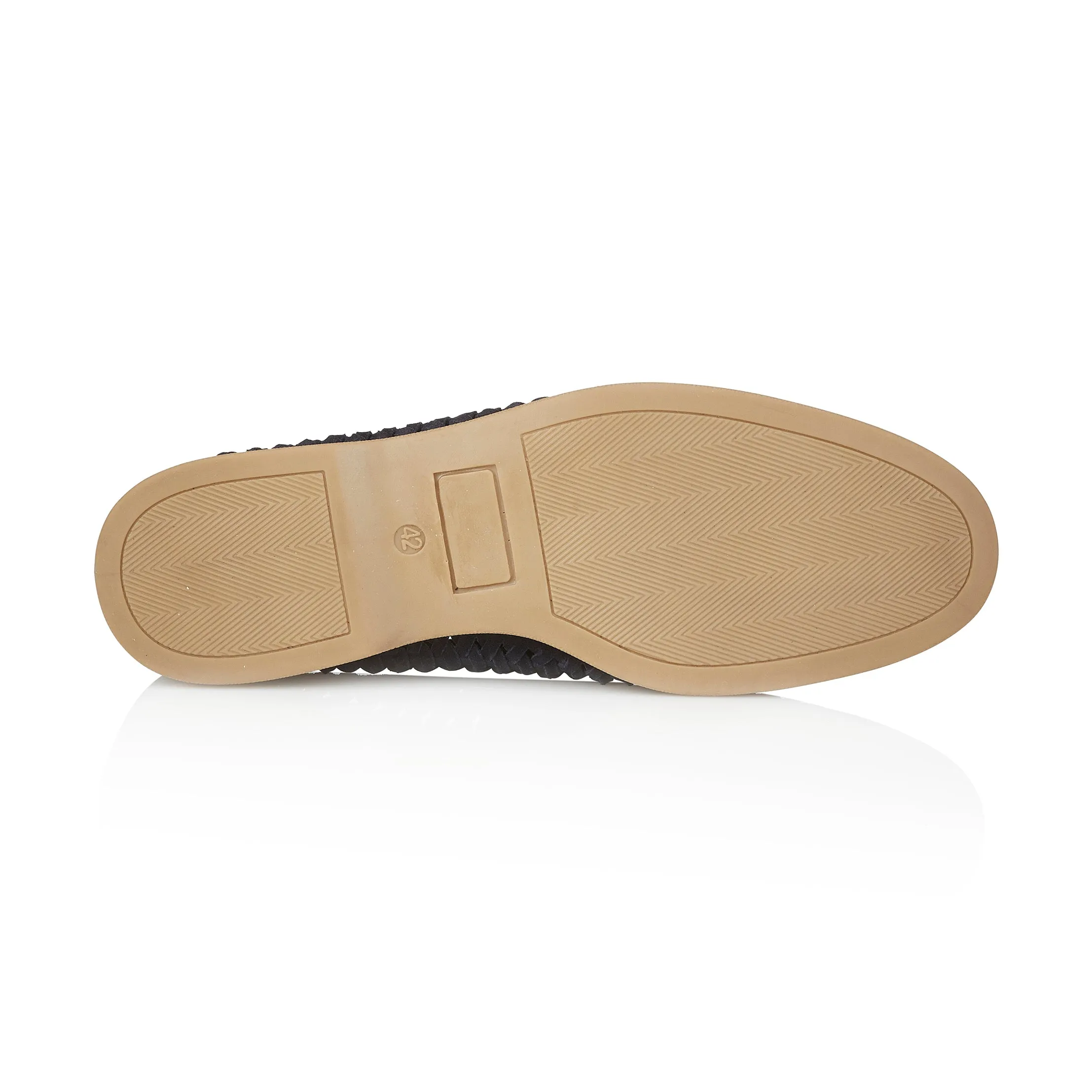 Perth Suede Leather Woven Loafers - Navy