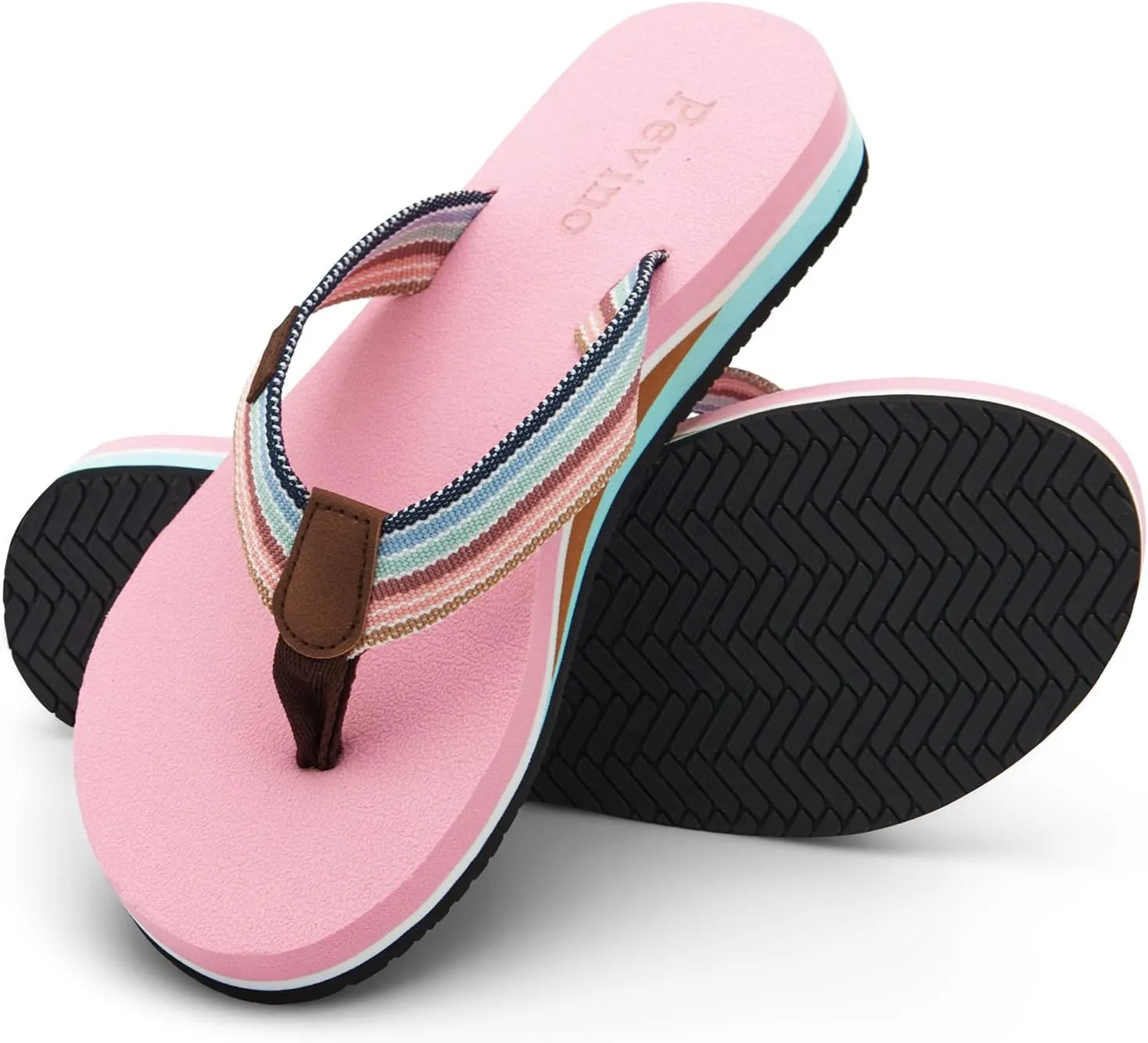 Pevino Women's Orthotic Flip Flops,Casual Comfortable Yoga Mat Thong Sandal with Arch Support
