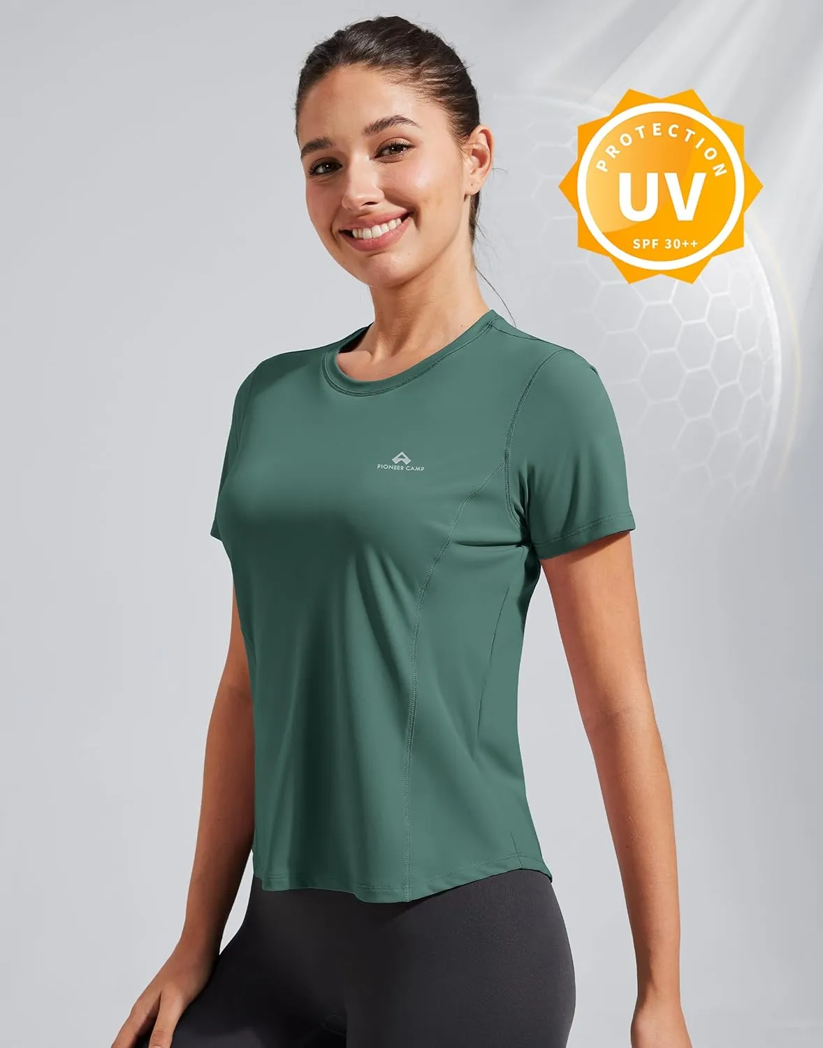 Pioneer Camp Women's Workout Shirts Short Sleeve Quick Dry T-Shirt Gym Athletic Tshirts Yoga Running Tops Crew Neck Tees