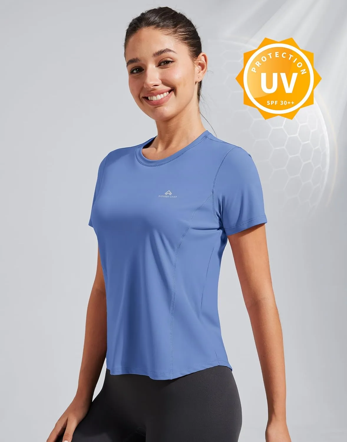 Pioneer Camp Women's Workout Shirts Short Sleeve Quick Dry T-Shirt Gym Athletic Tshirts Yoga Running Tops Crew Neck Tees