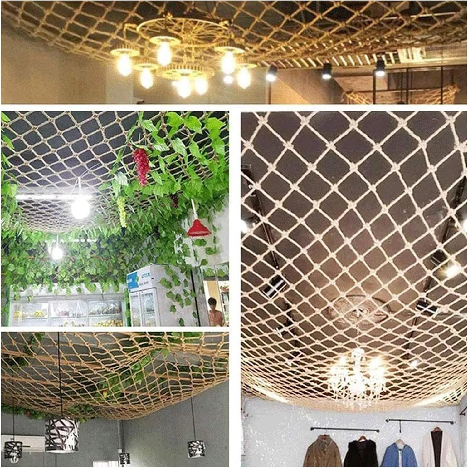 Playground Safety Net Climbing Cargo Net Cargo Rope Ladder Truck Trailer Fence Netting Easy to Install and Use for Stair Balcony Railing,1Mx1M(3.3FTx3.3FT)