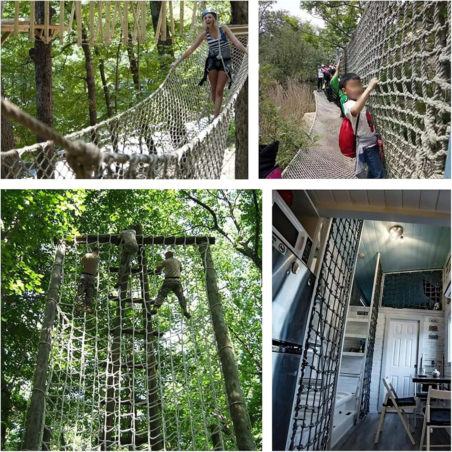 Playground Safety Net Climbing Cargo Net Cargo Rope Ladder Truck Trailer Fence Netting Easy to Install and Use for Stair Balcony Railing,1Mx1M(3.3FTx3.3FT)
