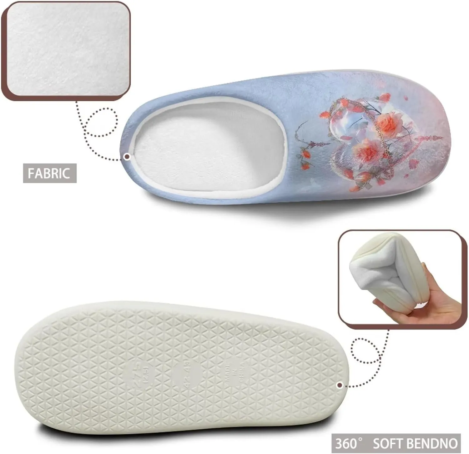 Plush Slipper for Women Warm Soft Flannel Fuzzy House Cotton Slipper Winter Non-Slip for Outdoor Slipper Ladies US 3-13