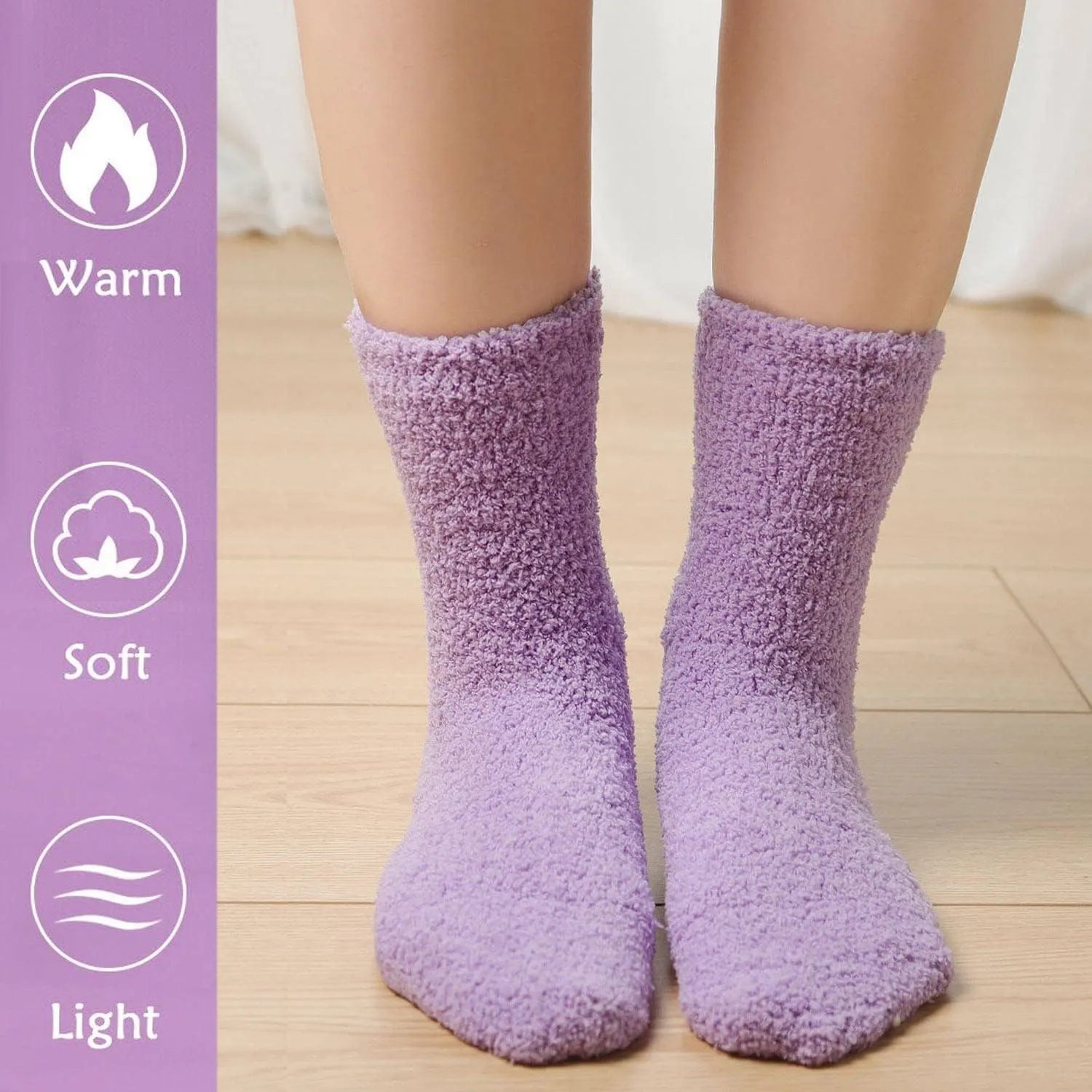 Plush Slipper Socks Women - Colorful Warm Fuzzy Crew Socks Cozy Soft for Winter Indoor