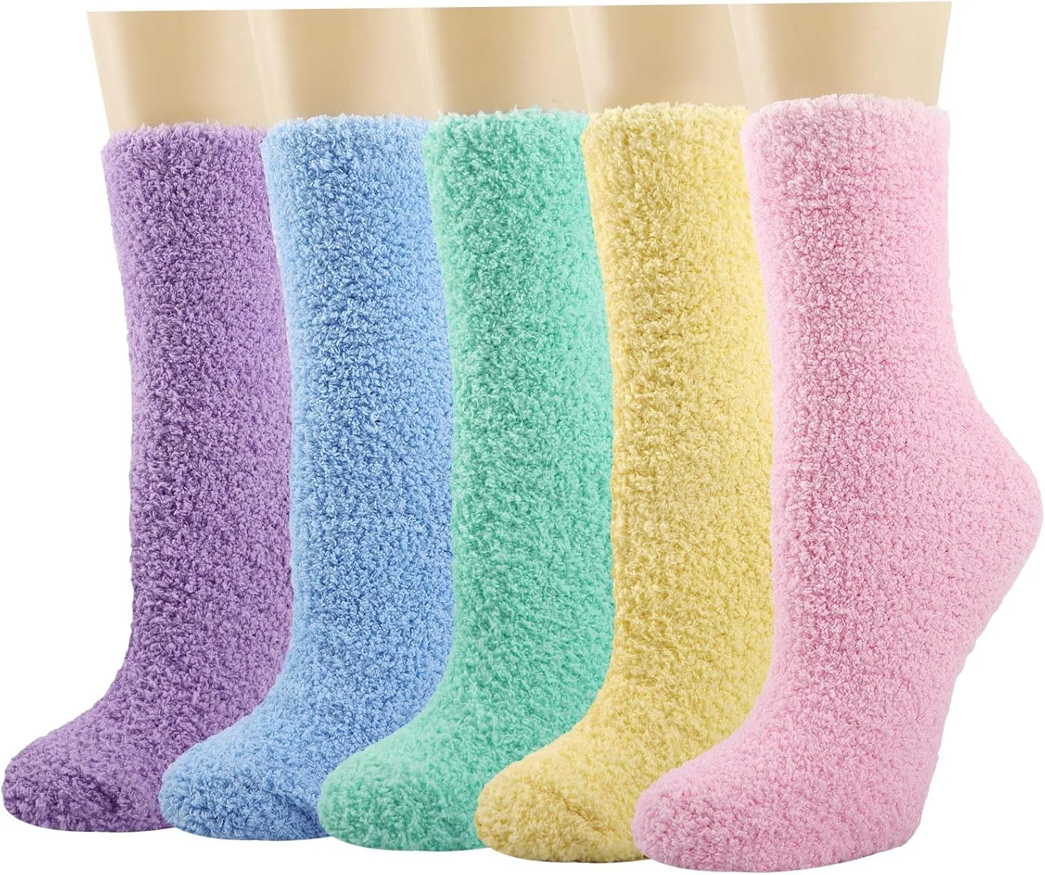 Plush Slipper Socks Women - Colorful Warm Fuzzy Crew Socks Cozy Soft for Winter Indoor