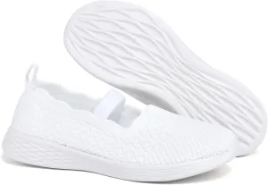 poemlady Women's Slip on Loafer Shoes - Knit Casual Ballet Flat Nurse Walking Sneakers Mesh Round Toe Low Wedge Memory Foam Shoes
