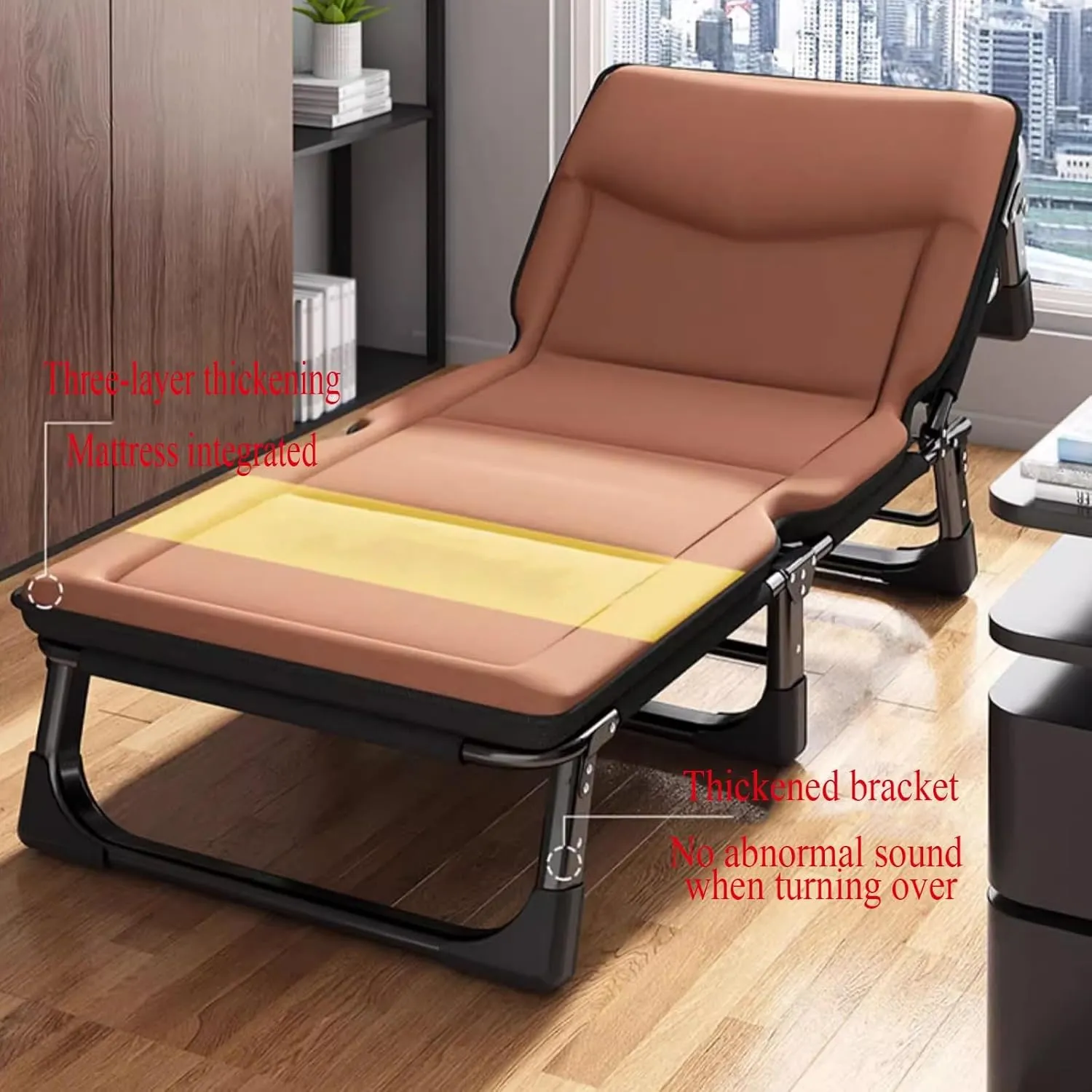 Portable Folding Bed Easy to Carry and Clean, Folding Cots for Adults No Assembly Required, Cots for Sleeping Space Saving Fold Up Bed for Easy Storage(Orange,190 * 65cm)