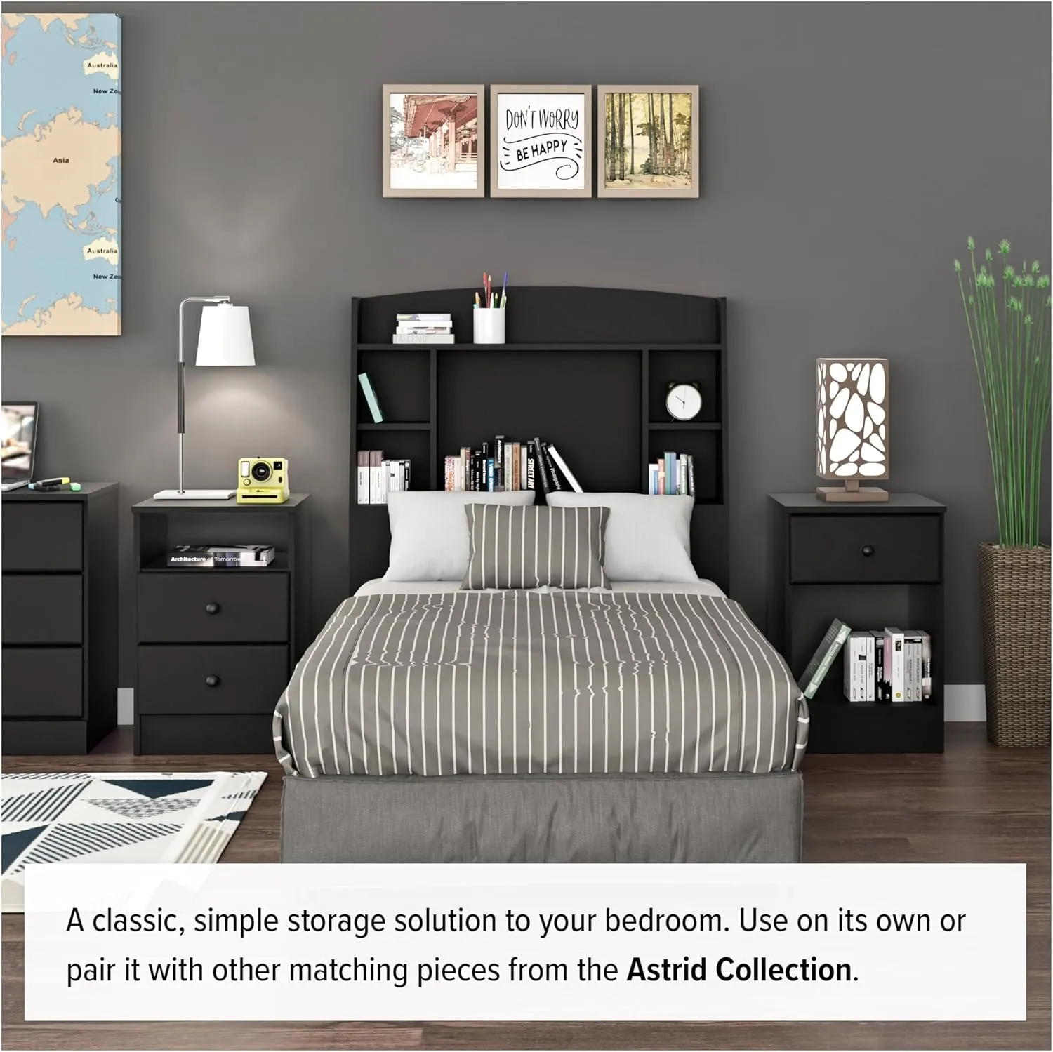 Prepac Astrid 6 Drawer Double Dresser for Bedroom, Wide Chest of Drawers, Bedroom Furniture, Clothes Storage and Organizer, 15.5" D x 47.5" W x 26.85" H, Black