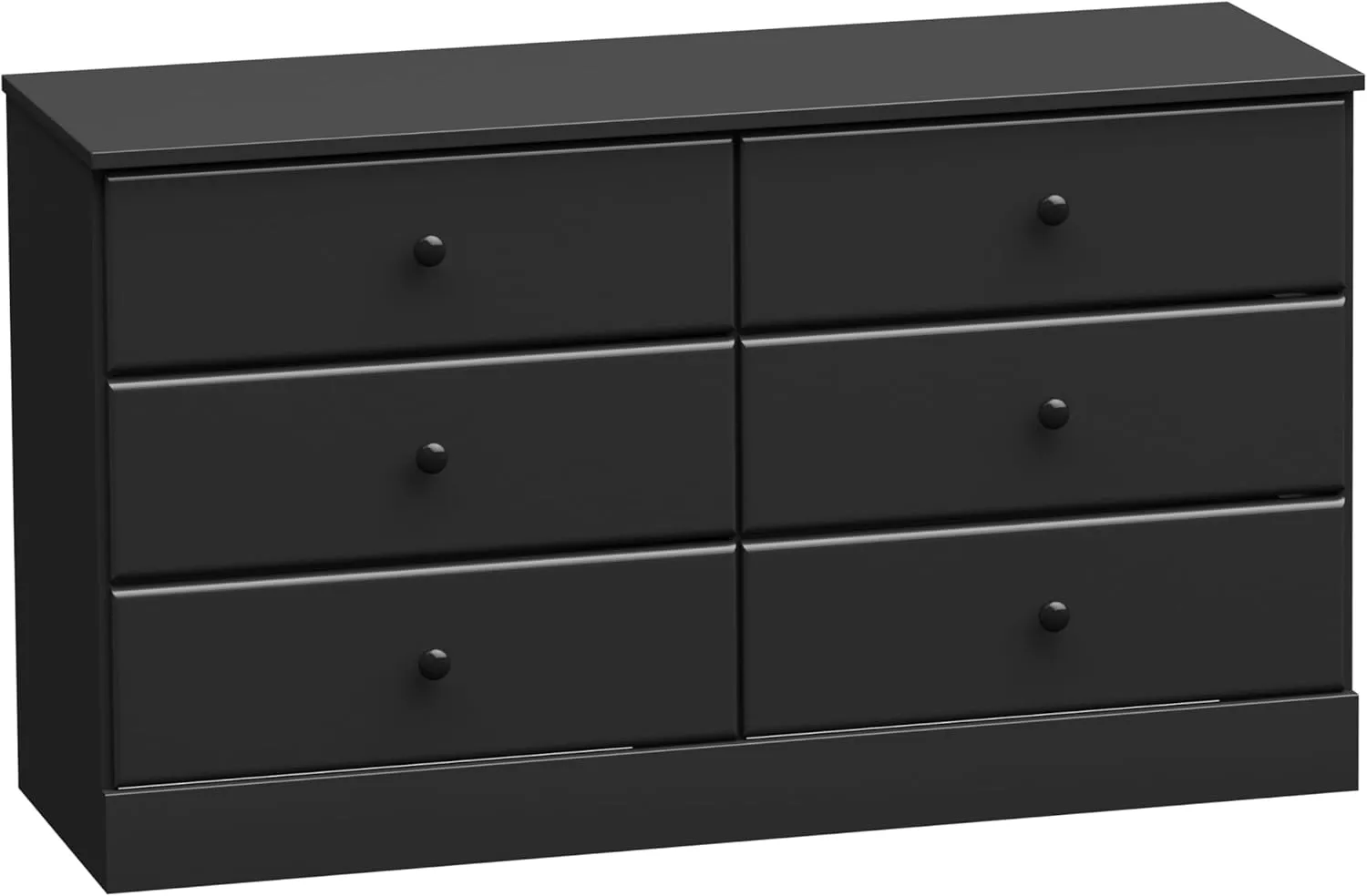Prepac Astrid 6 Drawer Double Dresser for Bedroom, Wide Chest of Drawers, Bedroom Furniture, Clothes Storage and Organizer, 15.5" D x 47.5" W x 26.85" H, Black