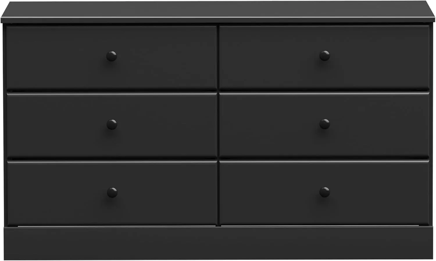 Prepac Astrid 6 Drawer Double Dresser for Bedroom, Wide Chest of Drawers, Bedroom Furniture, Clothes Storage and Organizer, 15.5" D x 47.5" W x 26.85" H, Black