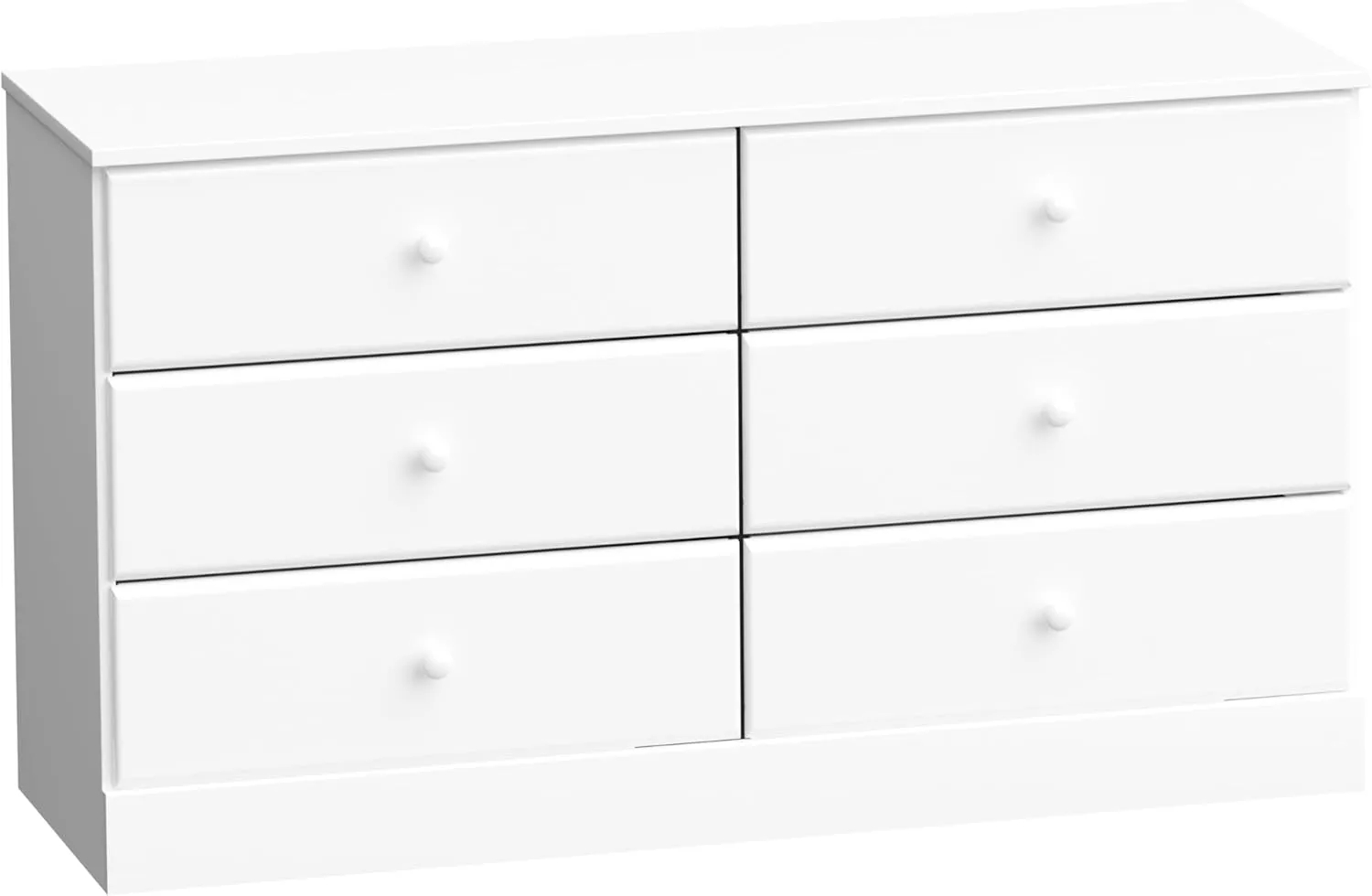 Prepac Astrid 6 Drawer Double Dresser for Bedroom, Wide Chest of Drawers, Bedroom Furniture, Clothes Storage and Organizer, 15.5" D x 47.5" W x 26.85" H, White