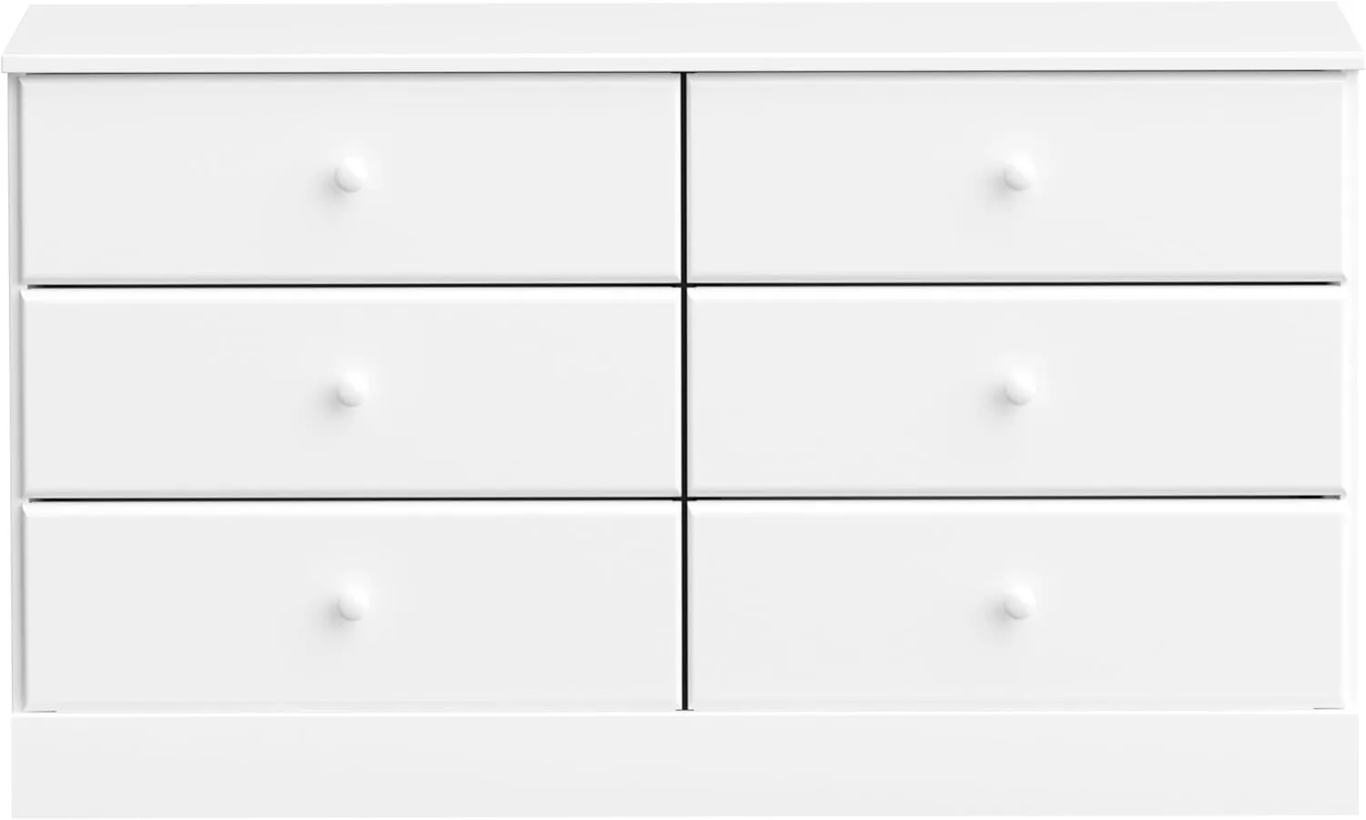 Prepac Astrid 6 Drawer Double Dresser for Bedroom, Wide Chest of Drawers, Bedroom Furniture, Clothes Storage and Organizer, 15.5" D x 47.5" W x 26.85" H, White