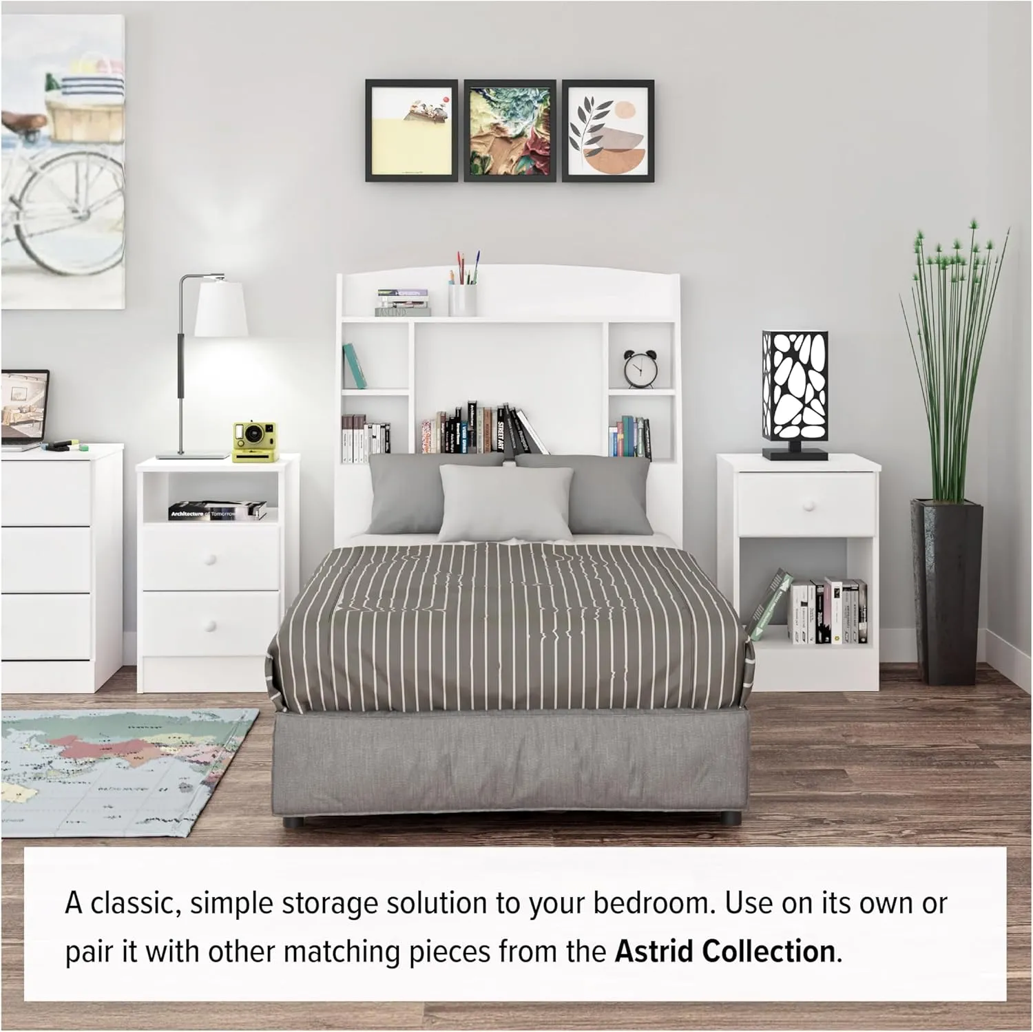 Prepac Astrid 6 Drawer Double Dresser for Bedroom, Wide Chest of Drawers, Bedroom Furniture, Clothes Storage and Organizer, 15.5" D x 47.5" W x 26.85" H, White
