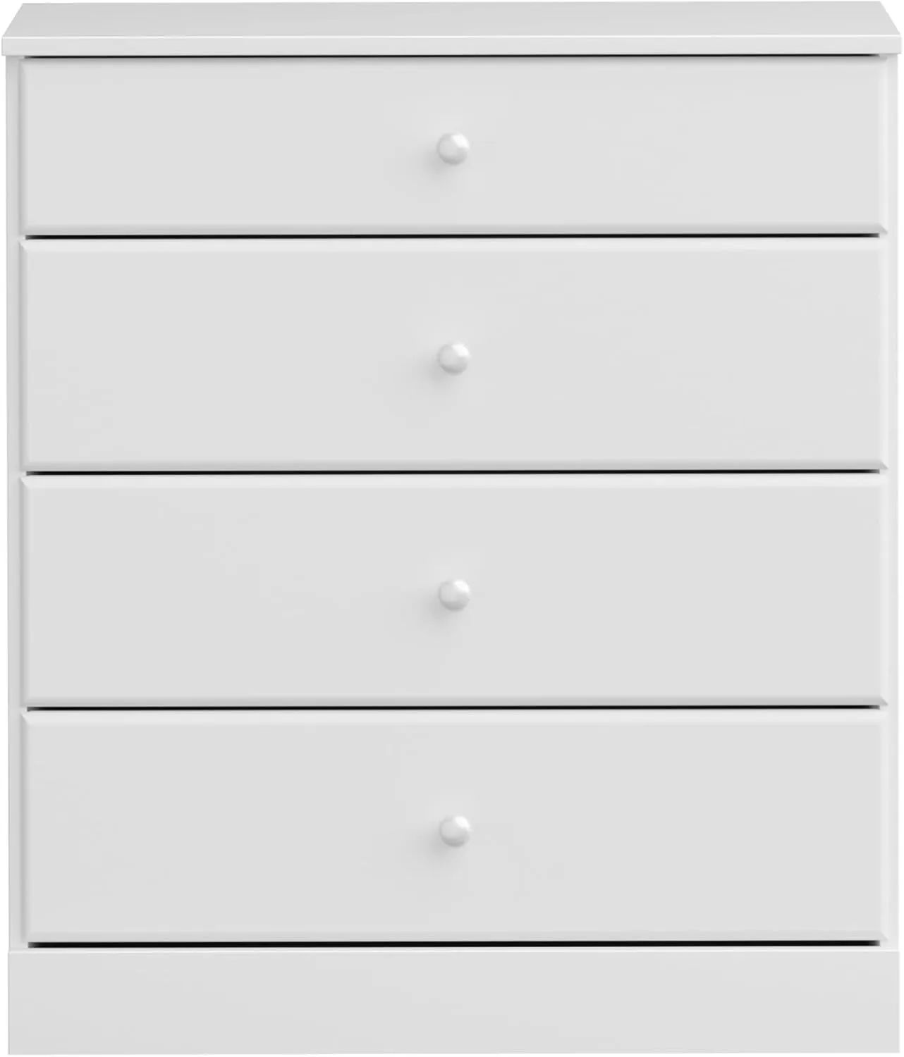 Prepac Astrid Simplistic 4-Drawer Dresser for Bedroom, Functional Bedroom Dresser Chest of Drawers 18.25" D x 30" W x 34" H, White, WDBR-0401-1