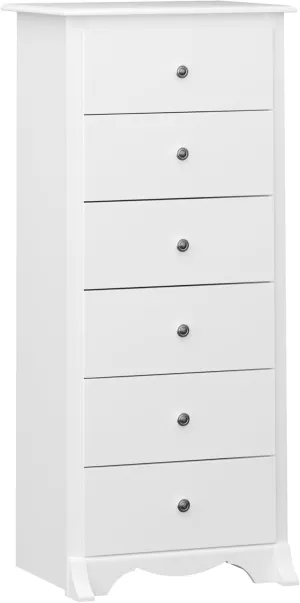 Prepac Sonoma 6 Drawer Dresser for Bedroom, Tall Chest of Drawers, Bedroom Furniture, Clothes Storage and Organizer, 19" D x 23.25" W x 52.75" H, White