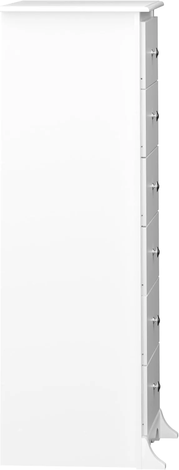 Prepac Sonoma 6 Drawer Dresser for Bedroom, Tall Chest of Drawers, Bedroom Furniture, Clothes Storage and Organizer, 19" D x 23.25" W x 52.75" H, White