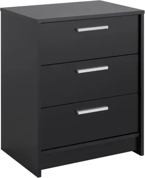Prepac Studio Essentials Nightstand Bedside Table, Black Nightstand for Bedroom, End Table with 3 Drawers 16" D X 21.25" W x 26.25" H