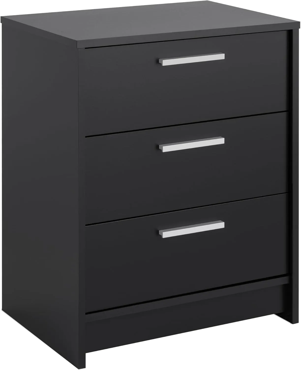 Prepac Studio Essentials Nightstand Bedside Table, Black Nightstand for Bedroom, End Table with 3 Drawers 16" D X 21.25" W x 26.25" H