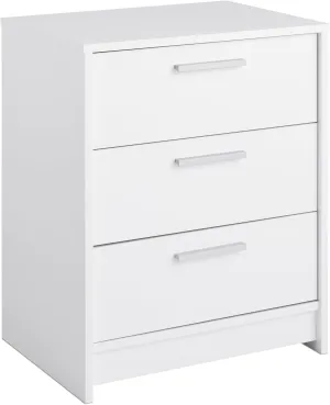 Prepac Studio Essentials Nightstand Bedside Table, White Nightstand for Bedroom, End Table with 3 Drawers 16" D X 21.25" W x 26.25" H