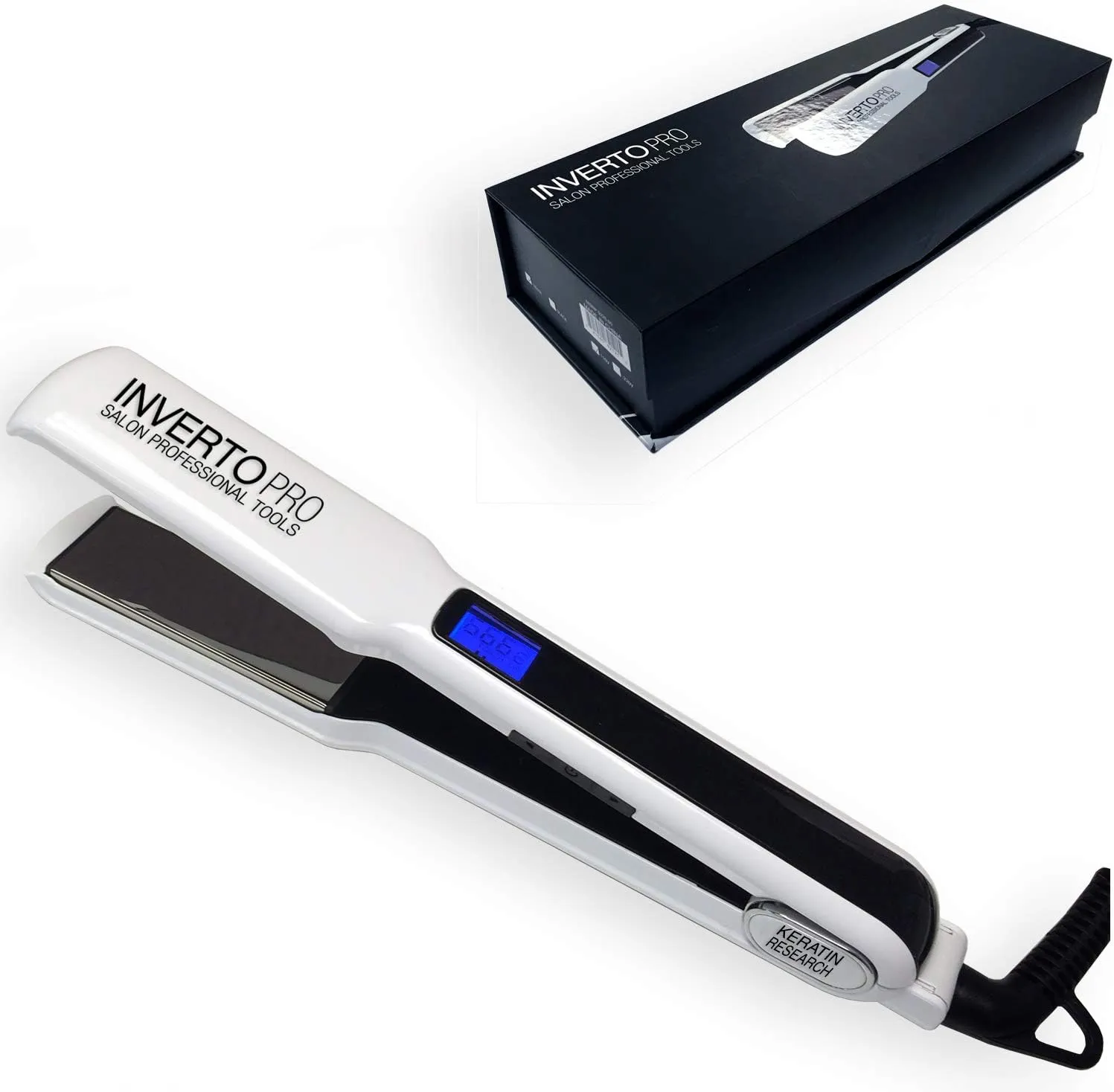 Professional Flat Iron Hair Straightener, (110V White) Pro Silver Titanium Plates 1.5" for Keratin Treatments and Salon Heavy Duty Compatible with HSI Flat Iron