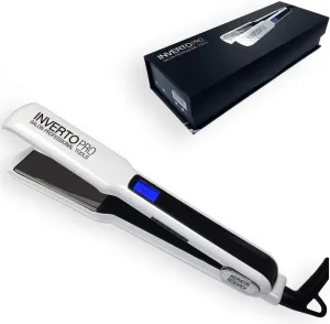Professional Flat Iron Hair Straightener, (110V White) Pro Silver Titanium Plates 1.5" for Keratin Treatments and Salon Heavy Duty Compatible with HSI Flat Iron