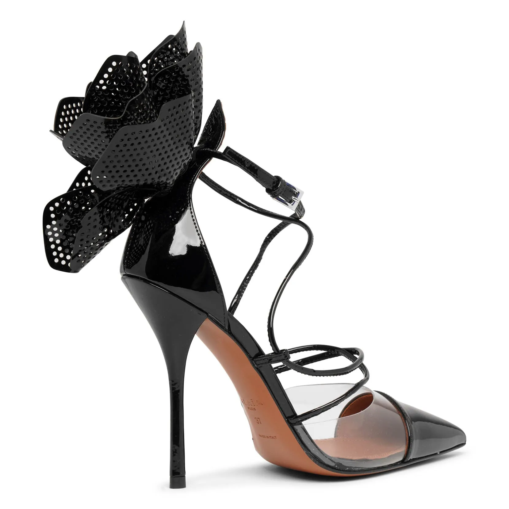 Pump Fleur 110 patent black sandals