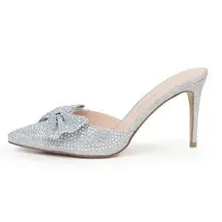 Pump Mule Formal Prom Dress Lolly Free gift with purchase Slip-On Sandals Bow Lauren Rhinestone Lorraine Discounted coupons