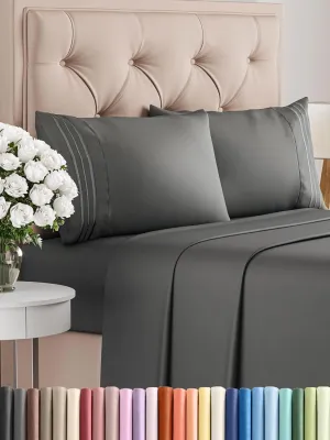 Queen Size 4 Piece Sheet Set - Comfy Breathable & Cooling Bed Sheets Set - Hotel Luxury Bedding for Women, Men, Kids & Teens - Deep Pockets, Easy-Fit, Super Soft & Wrinkle Free - Oeko-Tex - Charcoal