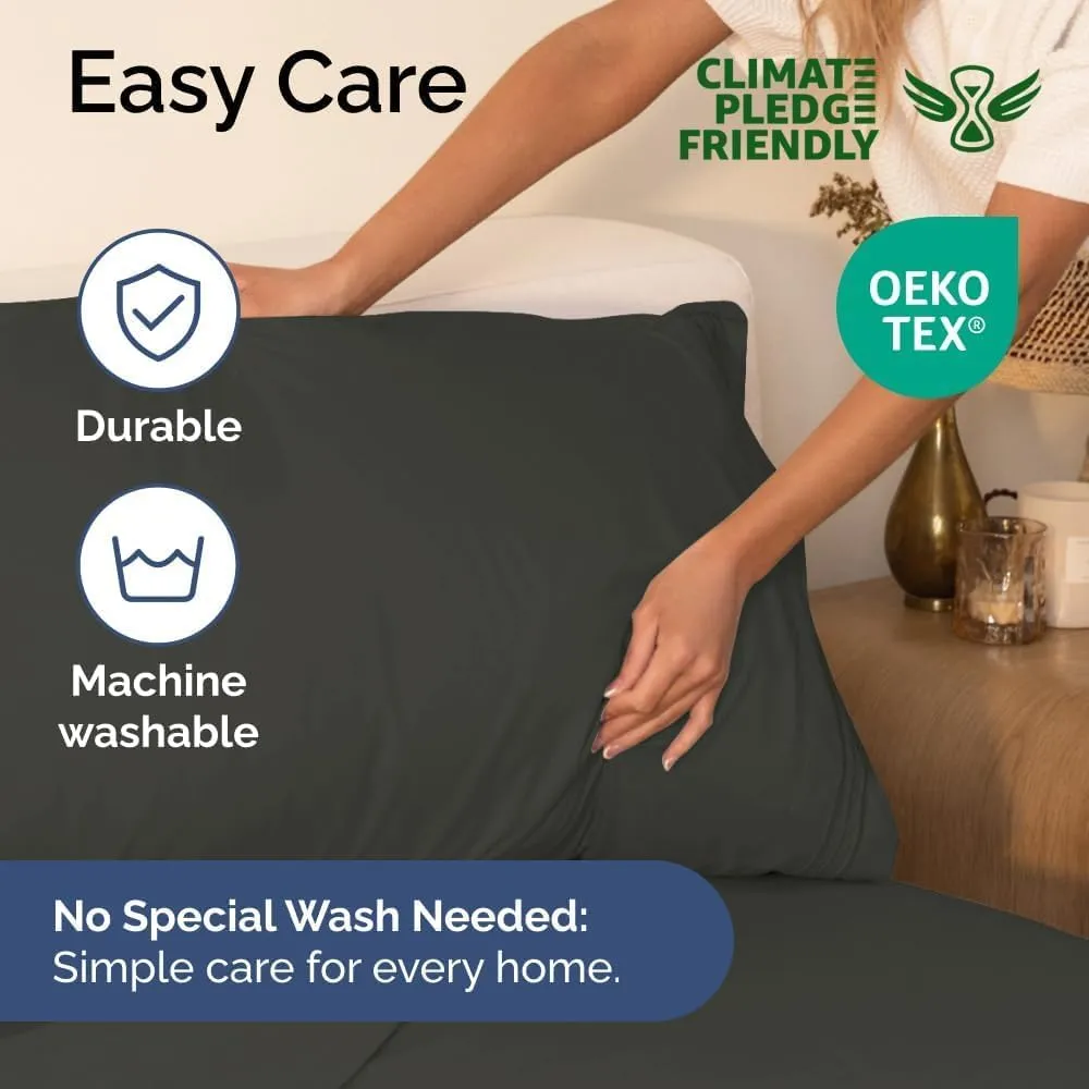Queen Size 4 Piece Sheet Set - Comfy Breathable & Cooling Bed Sheets Set - Hotel Luxury Bedding for Women, Men, Kids & Teens - Deep Pockets, Easy-Fit, Super Soft & Wrinkle Free - Oeko-Tex - Charcoal