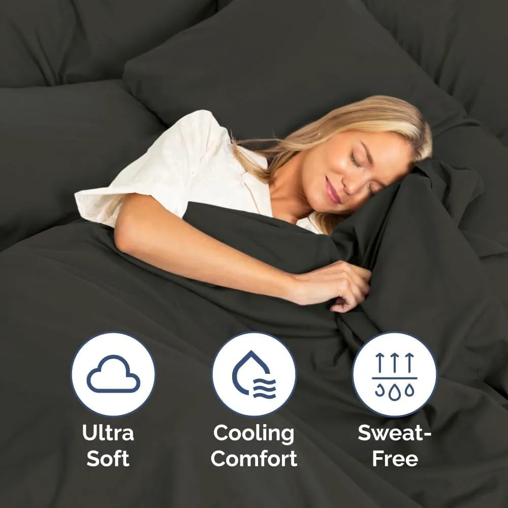 Queen Size 4 Piece Sheet Set - Comfy Breathable & Cooling Bed Sheets Set - Hotel Luxury Bedding for Women, Men, Kids & Teens - Deep Pockets, Easy-Fit, Super Soft & Wrinkle Free - Oeko-Tex - Charcoal