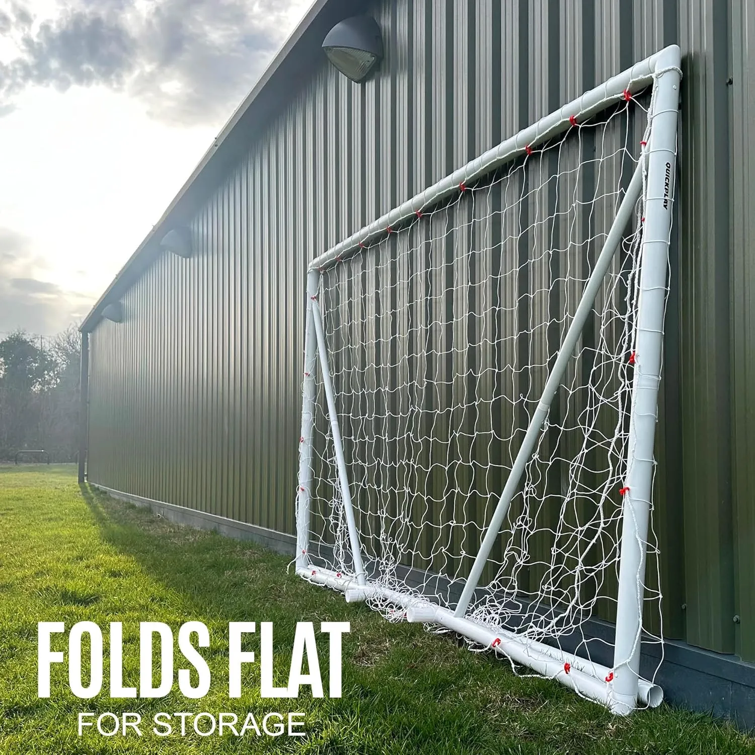 QUICKPLAY Q-Fold Soccer Goal | 30-Second Folding Design for Easy Setup | Portable & Weatherproof uPVC Soccer Goal for Backyard | Durable Post for Adults & Kids