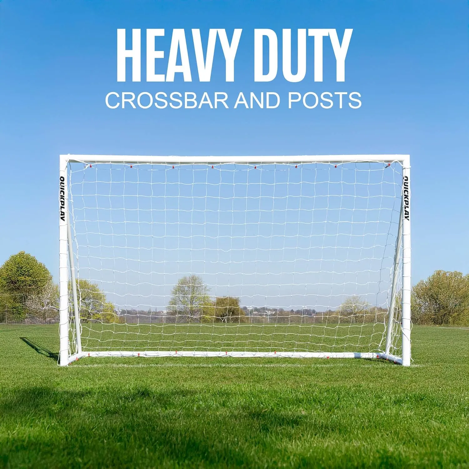 QUICKPLAY Q-Fold Soccer Goal | 30-Second Folding Design for Easy Setup | Portable & Weatherproof uPVC Soccer Goal for Backyard | Durable Post for Adults & Kids