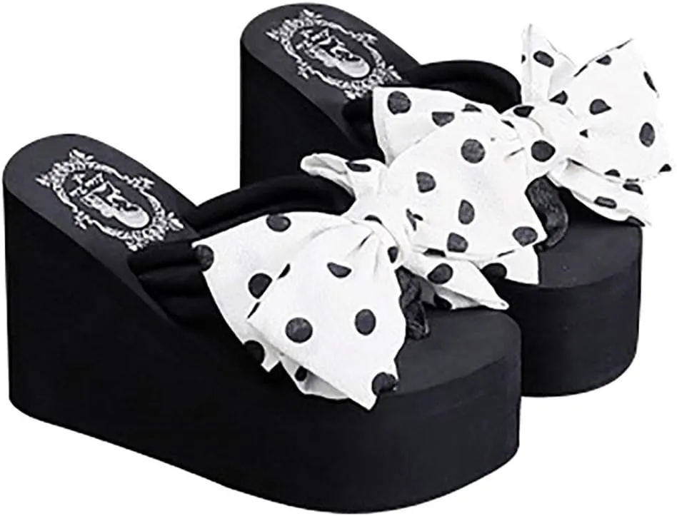 QZUnique Women Flip Flop, Thong Wedge Platform Sandals Arch Support Slippers High Heel Comfortable Cushion Shoes Summer Beach