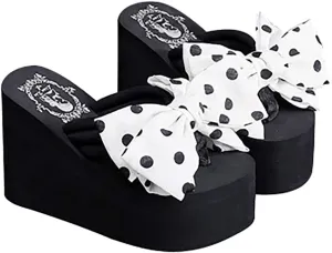 QZUnique Women Flip Flop, Thong Wedge Platform Sandals Arch Support Slippers High Heel Comfortable Cushion Shoes Summer Beach