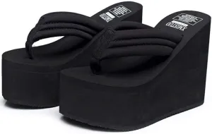 QZUnique Women Flip Flop, Thong Wedge Platform Sandals Arch Support Slippers High Heel Comfortable Cushion Shoes Summer Beach
