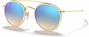 Ray-Ban RB3647N Double Bridge Round Sunglasses for Men for Women   BUNDLE with Designer iWear Eyewear Care Kit