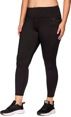 RBX Active Women's Plus Size Full Length Athletic Running Yoga High Waist Fleece Lined Leggings with Pockets