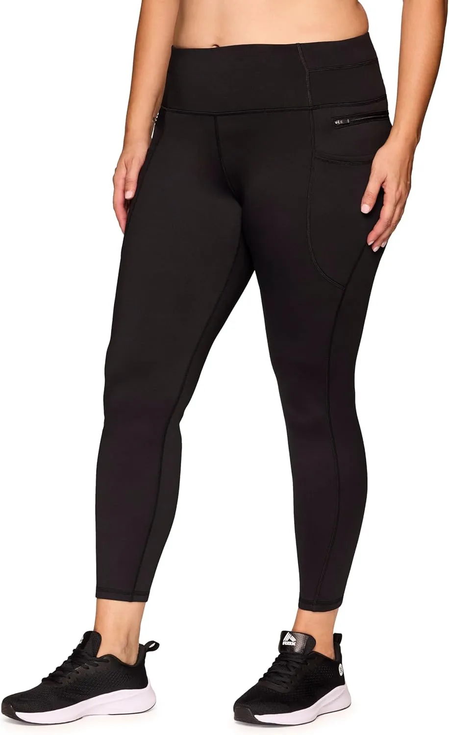 RBX Active Women's Plus Size Full Length Athletic Running Yoga High Waist Fleece Lined Leggings with Pockets