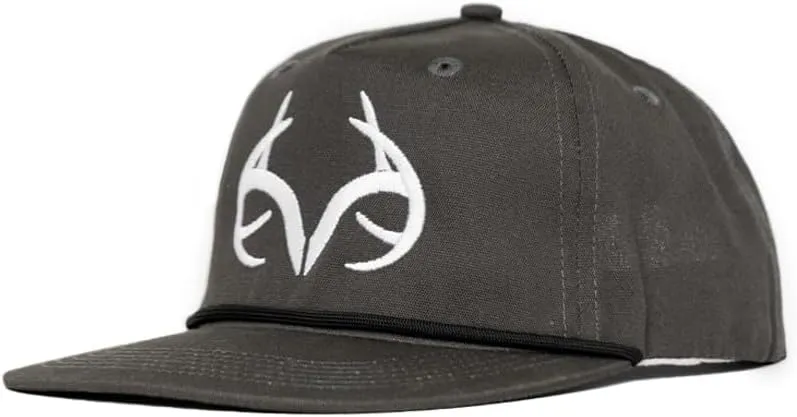 Realtree Camo Rope Hat – Vintage Flat Brim, Adjustable Snapback, Lightweight Outdoor Cap for Hunting, Fishing, and Boating