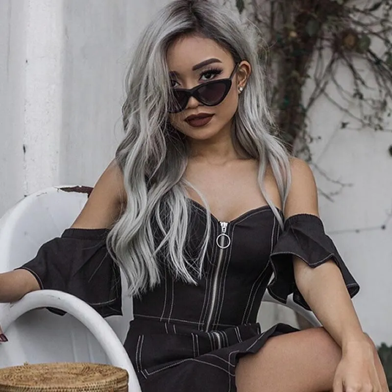 Retro 1990's Shallow Flat Lens Cat Eye Sunglasses