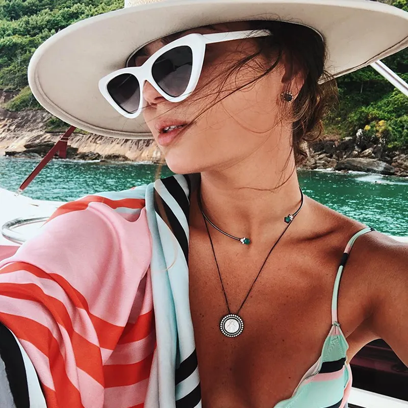 Retro 1990's Shallow Flat Lens Cat Eye Sunglasses
