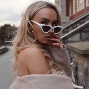 Retro 1990's Shallow Flat Lens Cat Eye Sunglasses