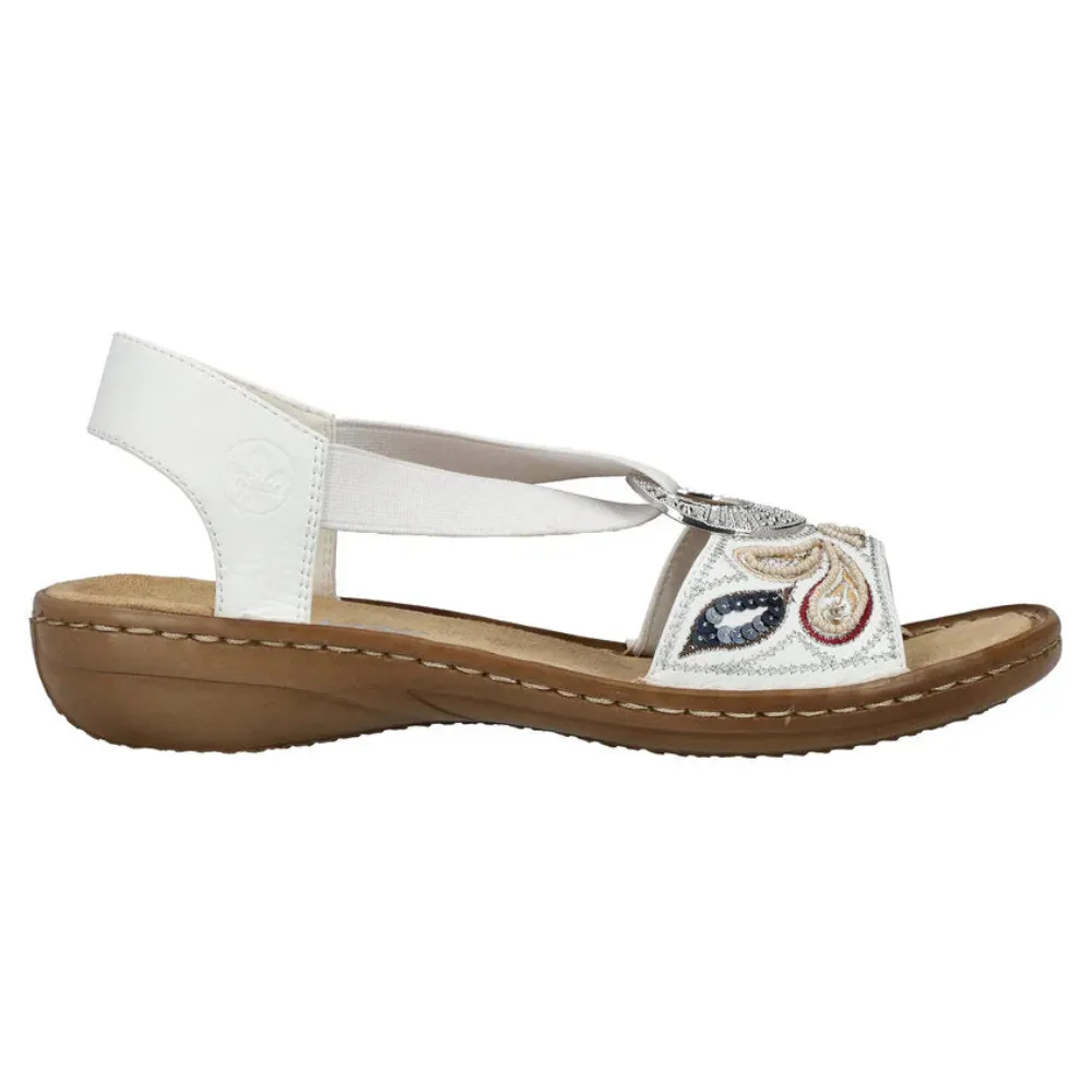 Rieker Regina B4 White Leather Sandal (Women's)