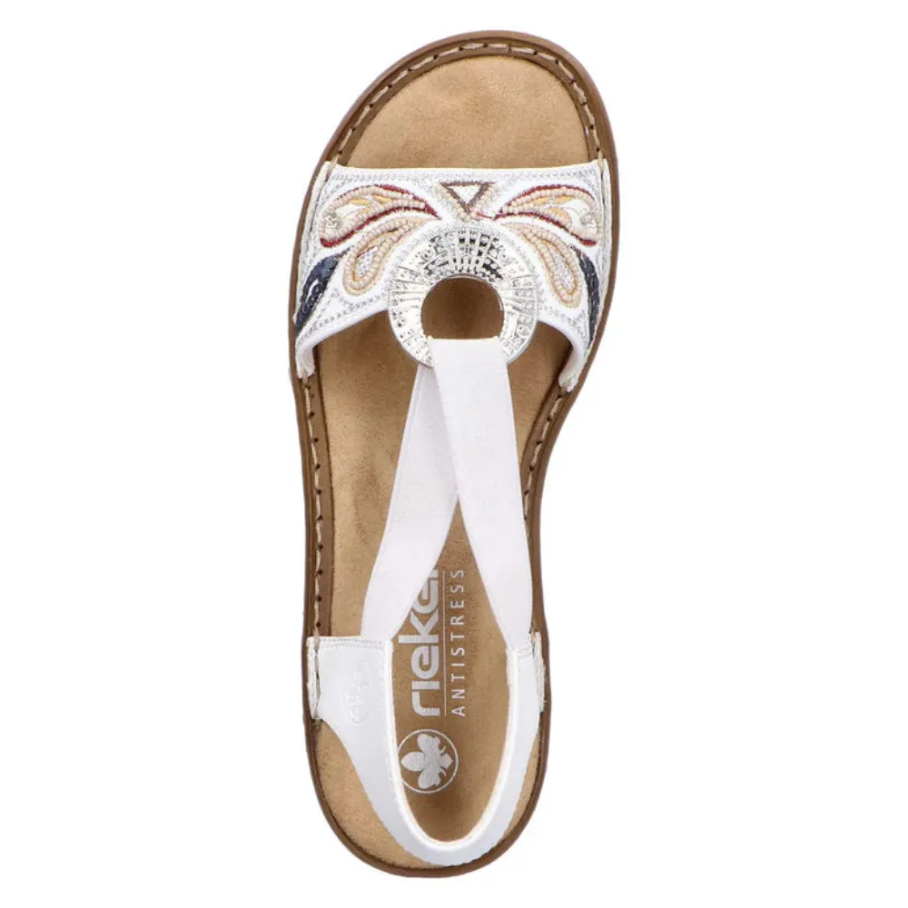 Rieker Regina B4 White Leather Sandal (Women's)