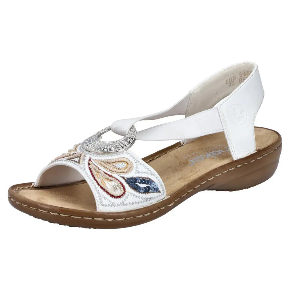 Rieker Regina B4 White Leather Sandal (Women's)
