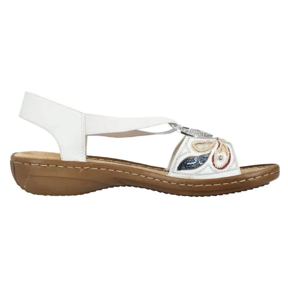 Rieker Regina B4 White Leather Sandal (Women's)