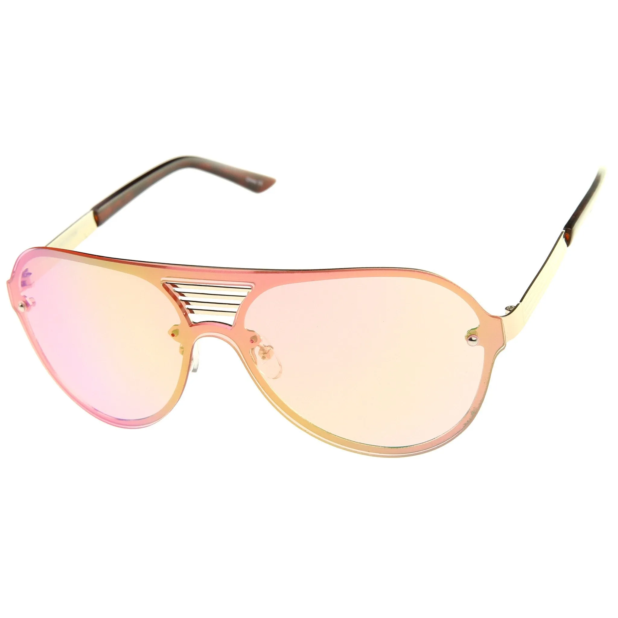 Rimless Shield Mirrored Disco Aviator Sunglasses A448
